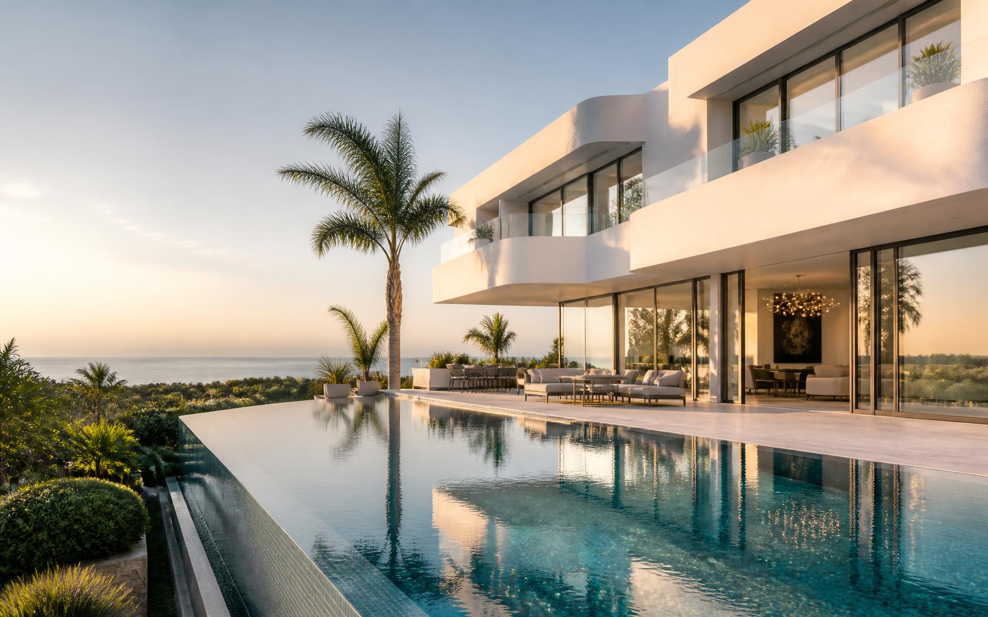 Modern luxury villa with infinity pool and sea view